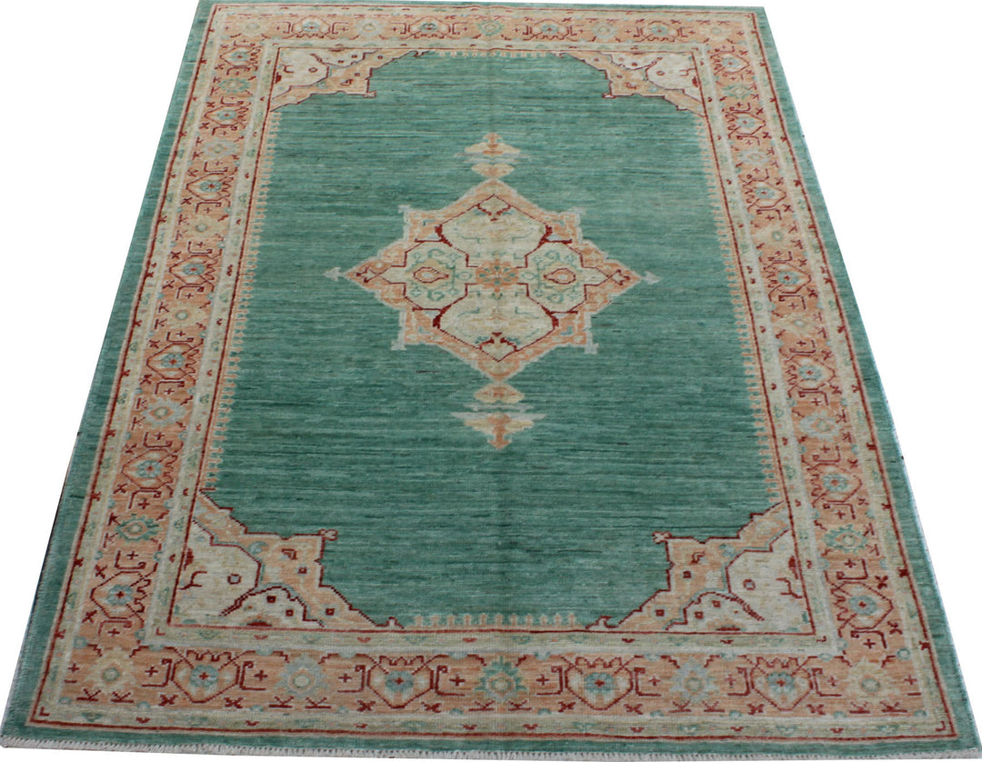 5X7 FT Green Medallion Oushak Rug-San Francisco Rugs--San Francisco Rugs