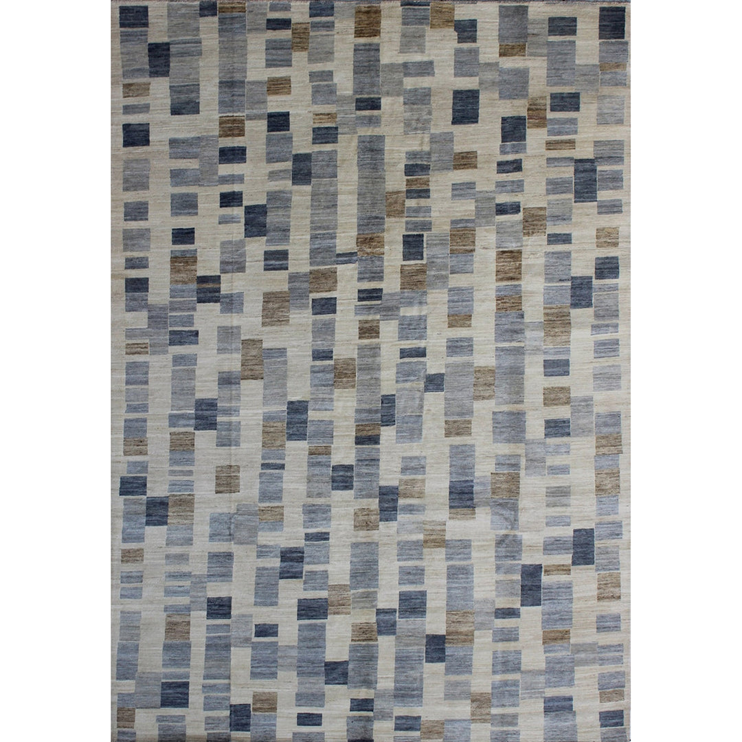 9X12 CHECKERED BOX CONTEMPORARY HAND KNOTTED AFGHAN RUG-San Francisco Rugs--San Francisco Rugs