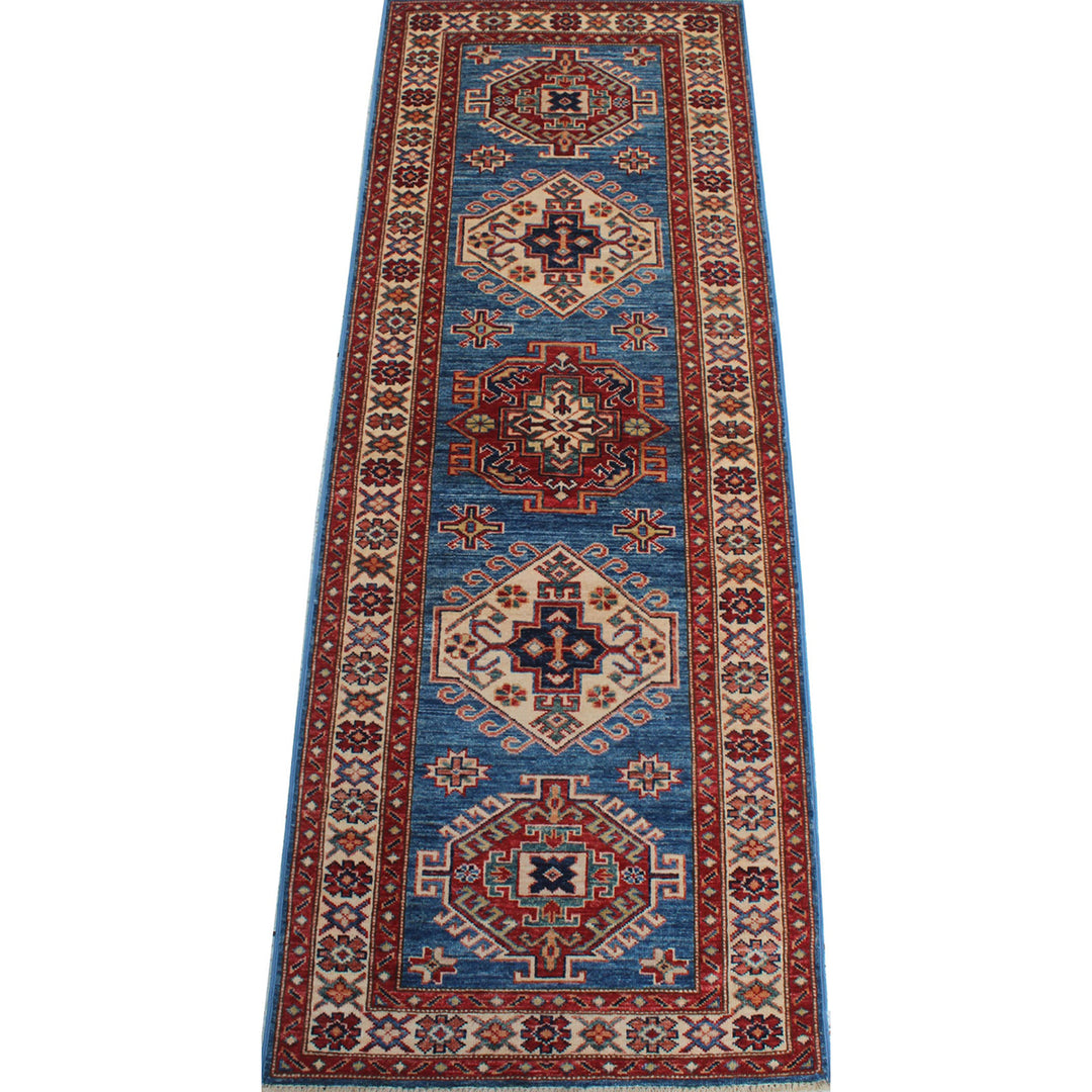 Blue 2'7x6'11 Ft Hand Knotted Runner Rug - Nomadic Shirvan Rug - Soft Wool Rug - Tribal Runner Rug - 3x7 Hallway Runner - Kitchen Runner Rug-San Francisco Rugs--San Francisco Rugs