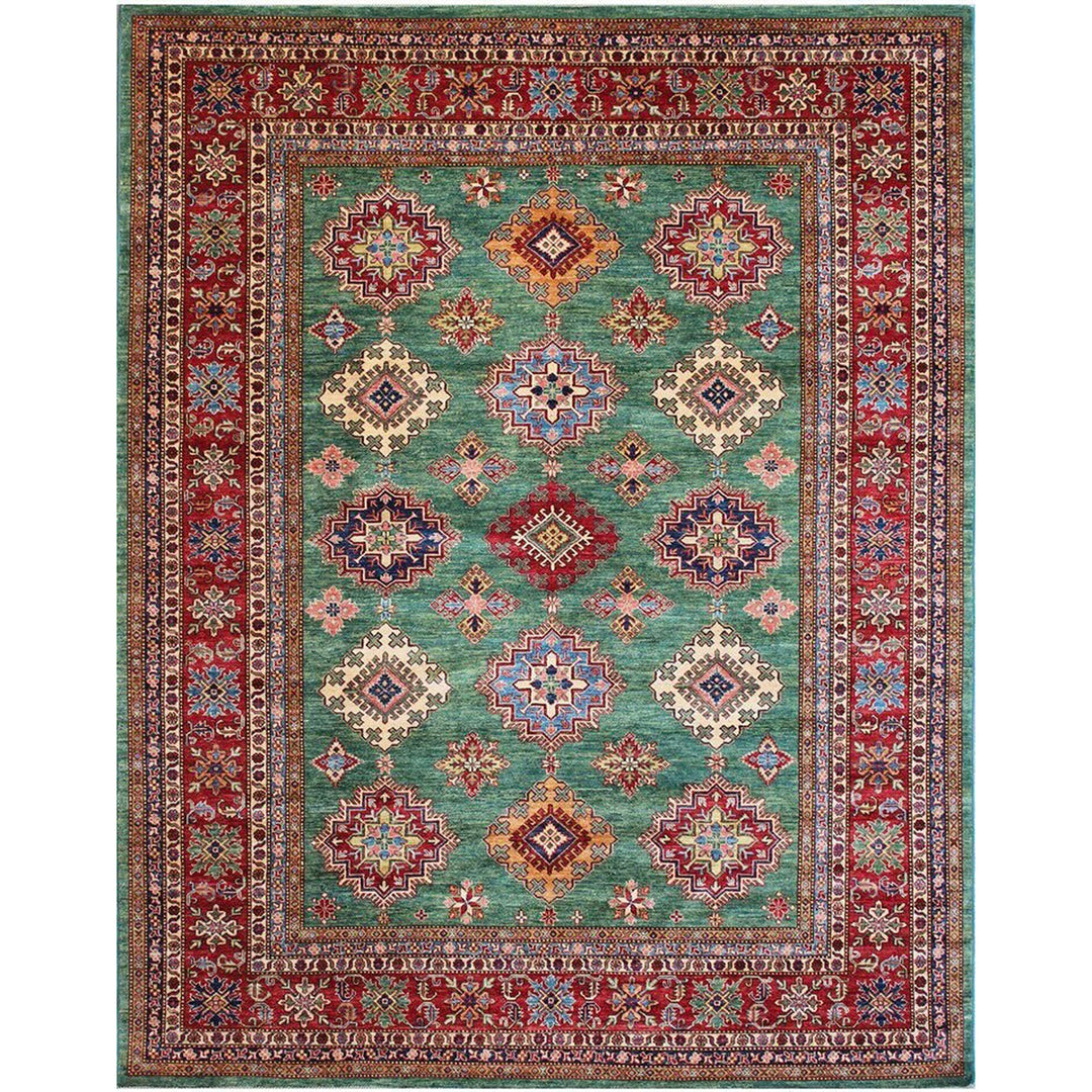 8X10 GREEN TRIBAL KAZAK HAND KNOTTED RUG-San Francisco Rugs--San Francisco Rugs