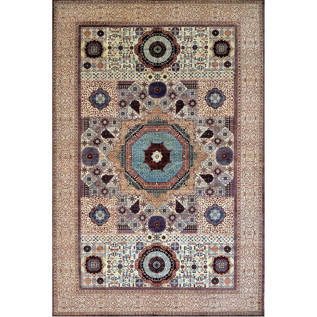 12x18 BEIGE & RED 15th CENTURY MAMLUK AFHAN HAND MADE RUG-San Francisco Rugs--San Francisco Rugs