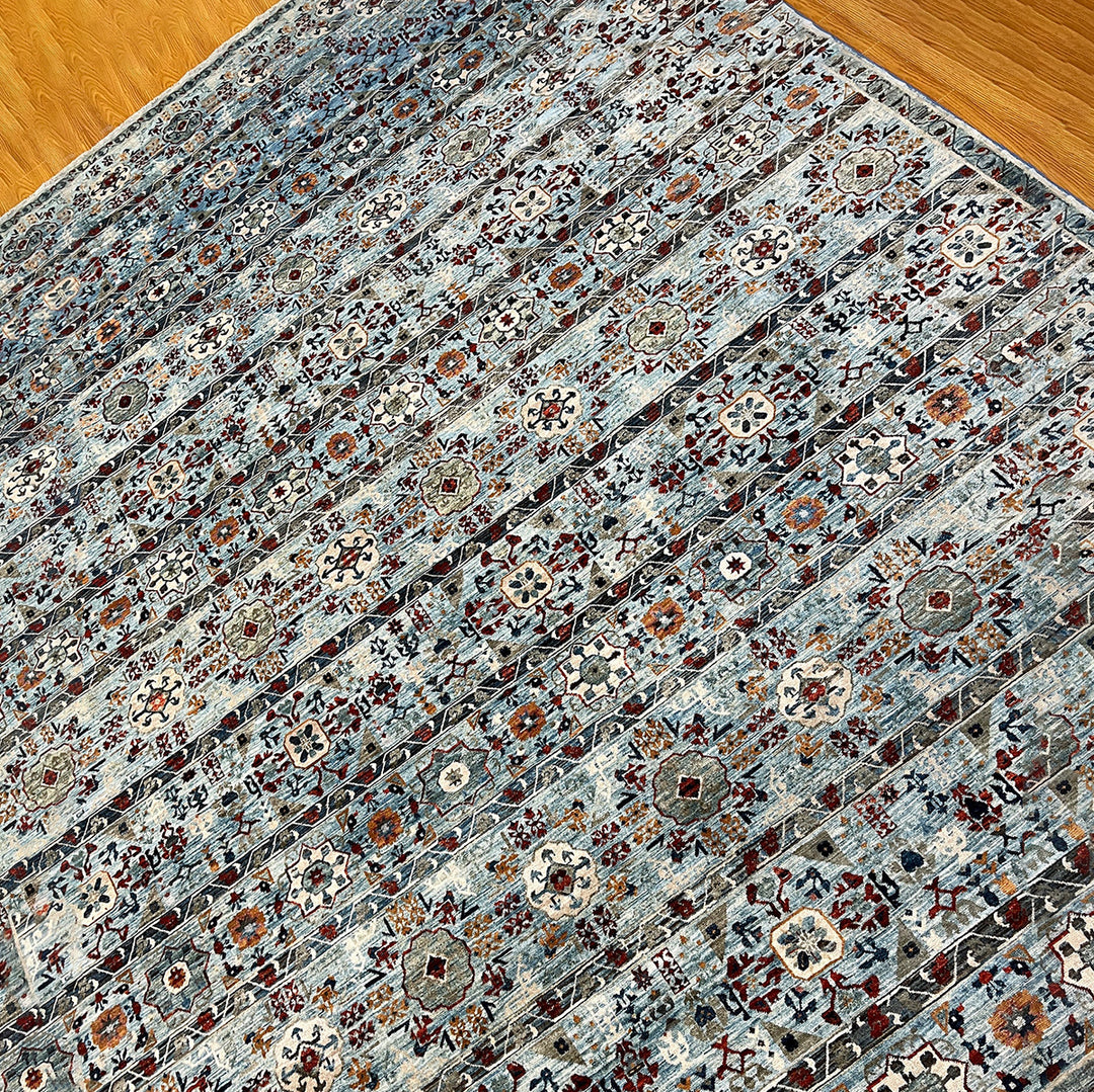 Light Blue 8x11 Ft Hand Knotted Rug - High Quality Rugs - Afghan Wool Rug - Floral Design Rug - Bedroom Rug - Dining Room Rug - Home Decors-San Francisco Rugs--San Francisco Rugs