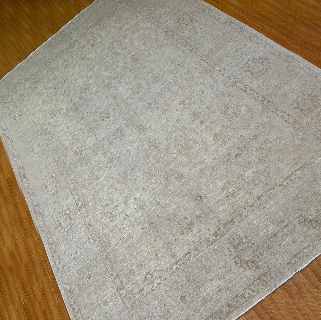 9X12 MUTED BEIGE WASHED OUT HAND KNOTTED AFGHAN RUG-San Francisco Rugs--San Francisco Rugs