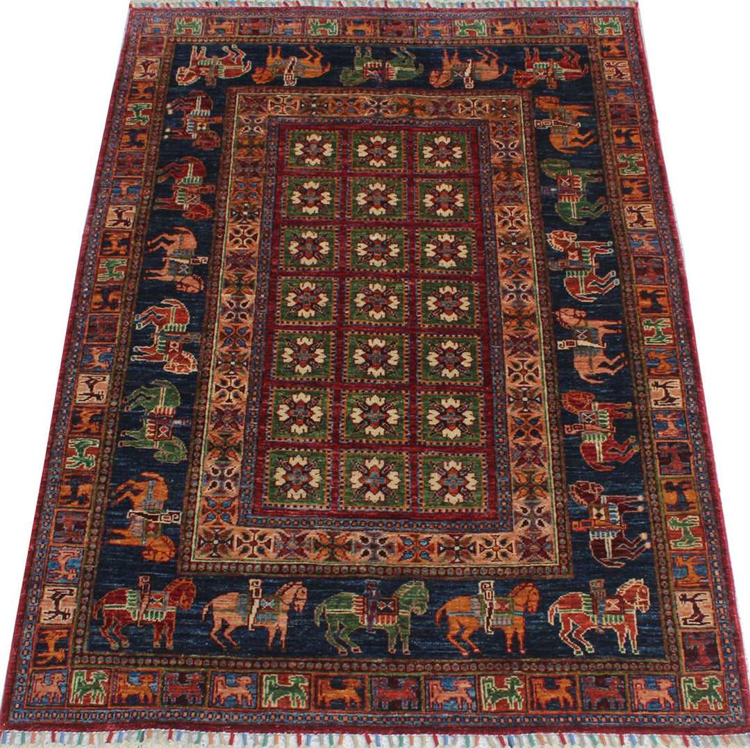 Pazyryk 4x6 Ft Hand Knotted Wool Rug - Tribal Wool Rug - 4x6 Entryway Rug - Kitchen Rug - Small Living Room, Bedroom Rug - Home Decor Rugs-San Francisco Rugs--San Francisco Rugs