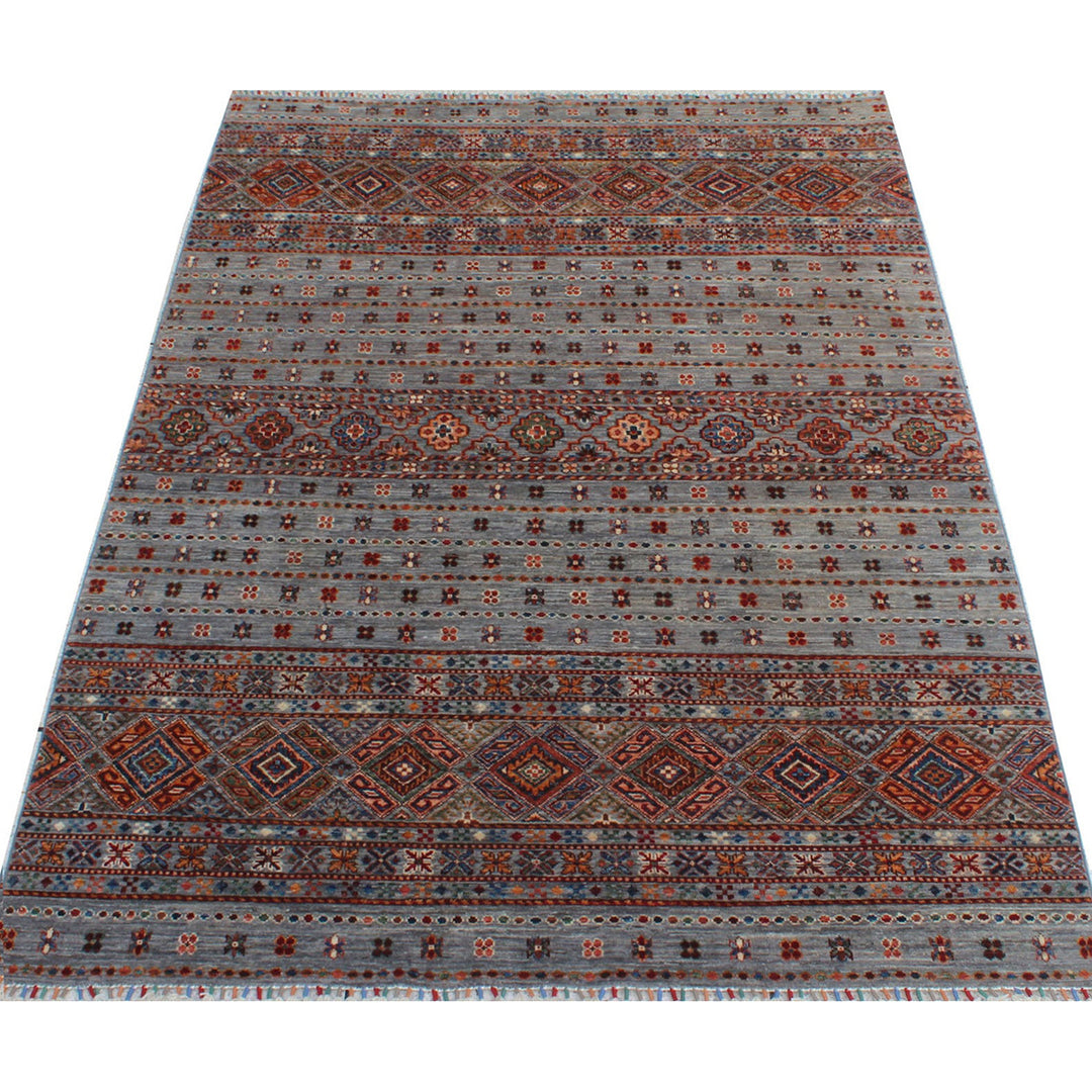 Gray 5'6x7'10 Ft Hand Knotted Rug - Afghan Khoy Nomad Rug - Tribal Area Rug - Soft Wool Rug - 6x8 Bedroom Rug - Office Rug - Living Room Rug-San Francisco Rugs--San Francisco Rugs