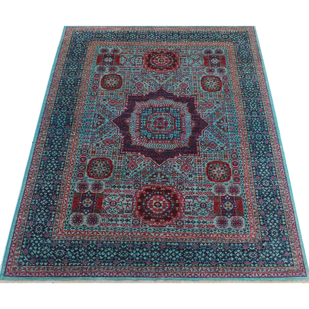 Blue 5x7 Ft Hand Knotted Mamluk Rug - Medallion Style Rug - Exquisite Design Rug - Plush Wool Rug - 5x7 Dining Room Rug - Living Room Rug-San Francisco Rugs--San Francisco Rugs