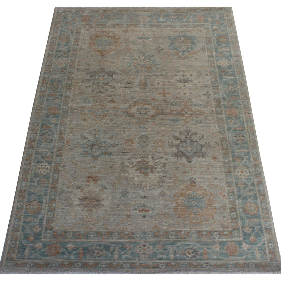 Gray-Blue 4x6 Ft Hand Knotted Turkish Oushak Rug - Muted Color Rugs - Tribal Area Rug - Oriental Wool Rug - Entryway Rugs - Home Decor Rugs-San Francisco Rugs--San Francisco Rugs