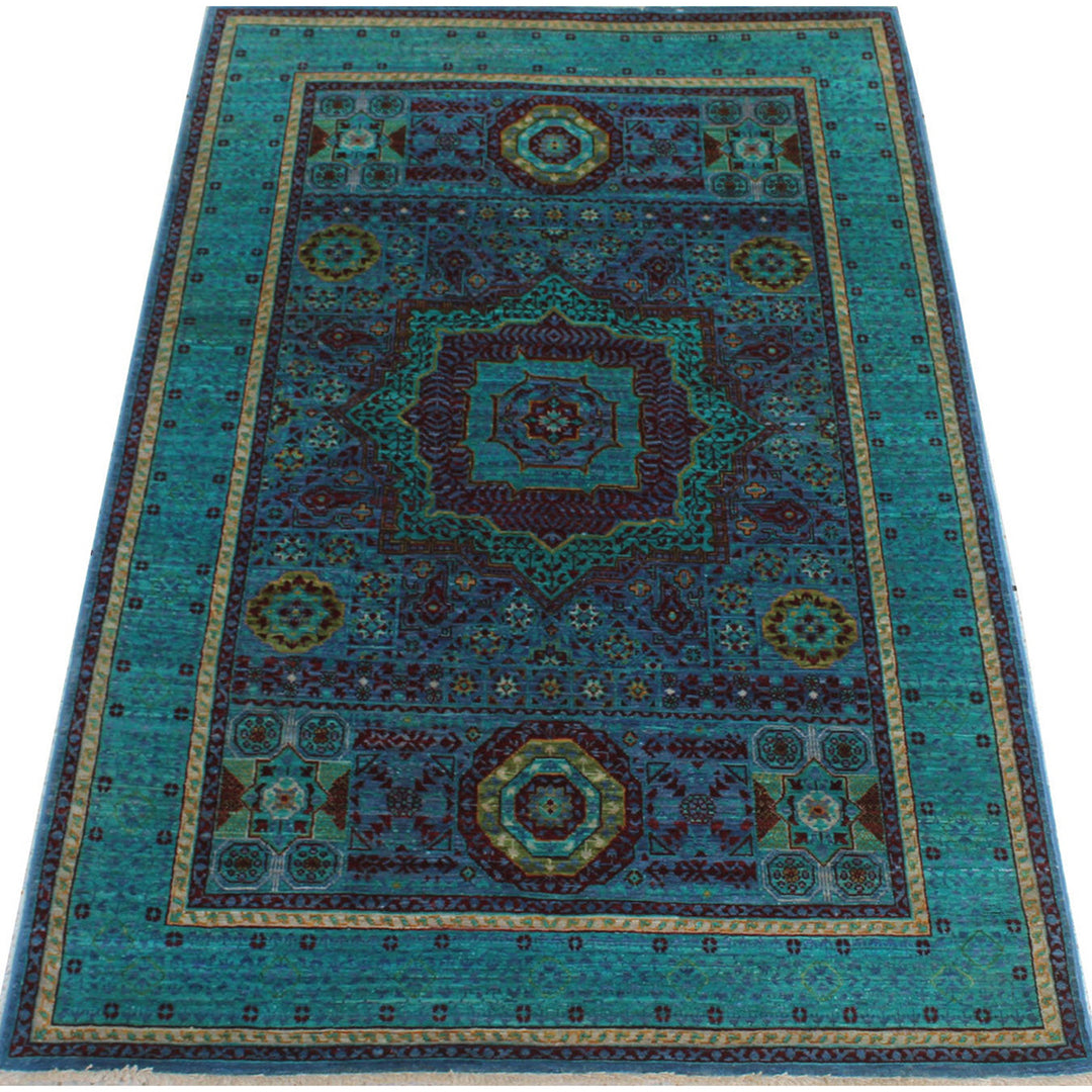 Pastel 4x6 Ft Hand knotted Rug - Turquoise Blue Mamluk Rug - Tribal Wool Rug - Entryway Rug - 4x6 Kitchen, Office Rug - Home Decor Rugs-San Francisco Rugs--San Francisco Rugs