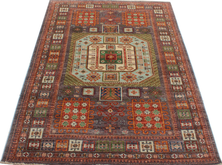 5.6X7.11 ft Red-Orange Hand Knotted Small Area Rug-San Francisco Rugs--San Francisco Rugs