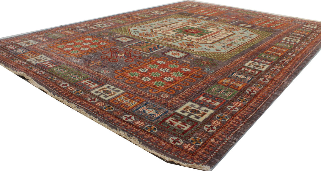 5.6X7.11 ft Red-Orange Hand Knotted Small Area Rug-San Francisco Rugs--San Francisco Rugs