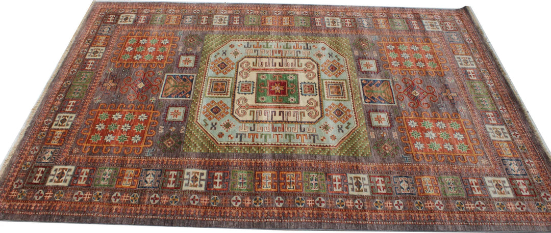 5.6X7.11 ft Red-Orange Hand Knotted Small Area Rug-San Francisco Rugs--San Francisco Rugs