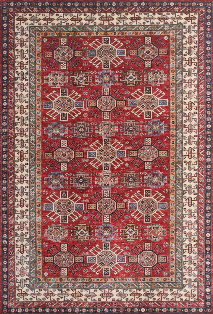 Red 6X9 ft Hand Knotted Kazak Rug-San Francisco Rugs--San Francisco Rugs