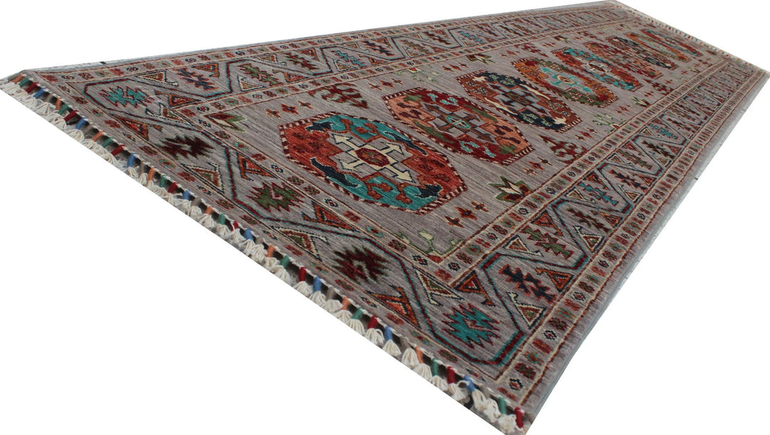 Gray 2'7"X9'10" Gray Turkmen Geometric Runner For Hallway & Kitchen-San Francisco Rugs--San Francisco Rugs