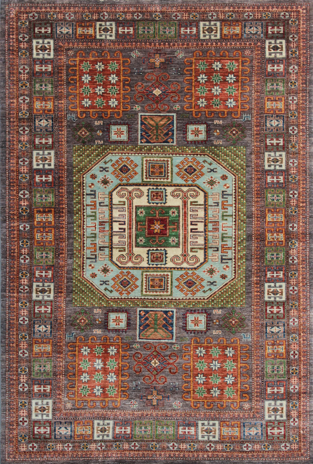 5.6X7.11 ft Red-Orange Hand Knotted Small Area Rug-San Francisco Rugs--San Francisco Rugs