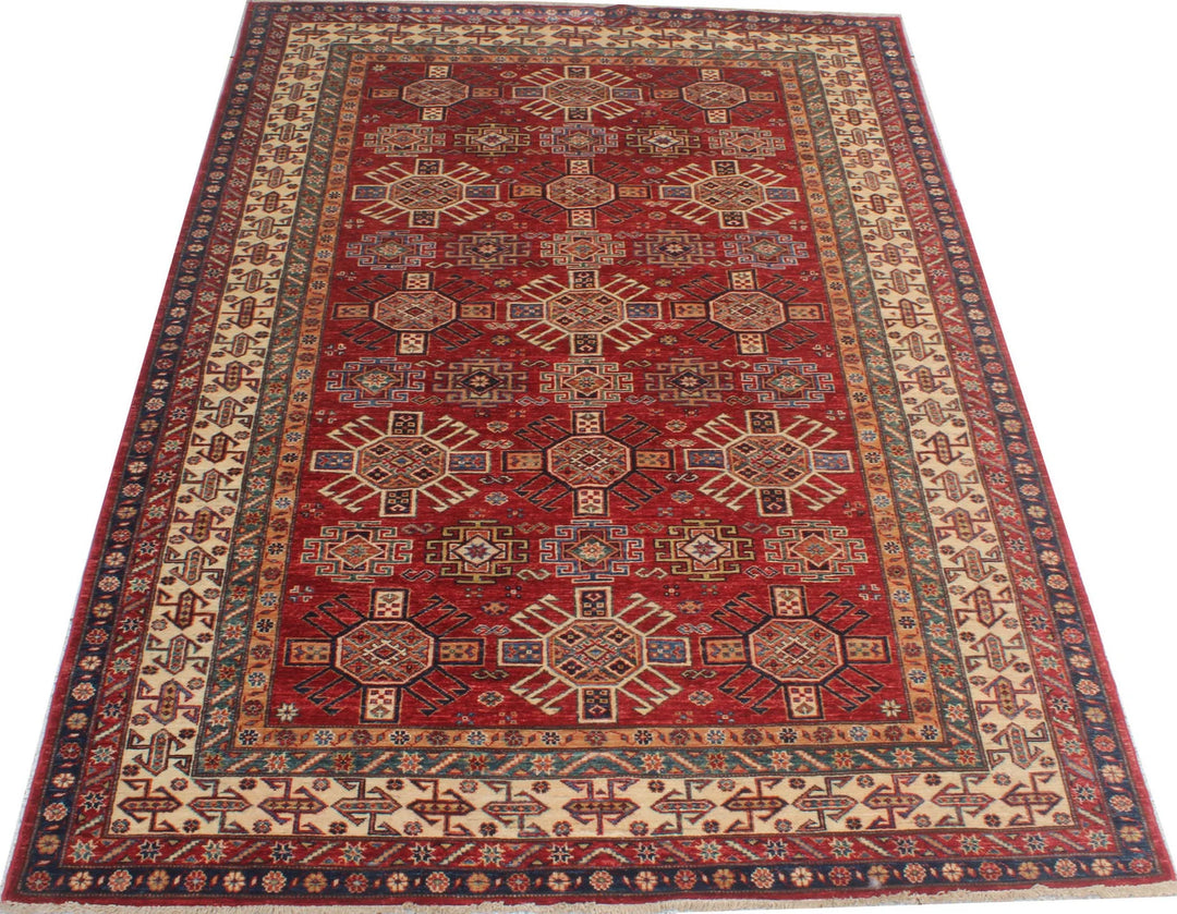 Red 6X9 ft Hand Knotted Kazak Rug-San Francisco Rugs--San Francisco Rugs