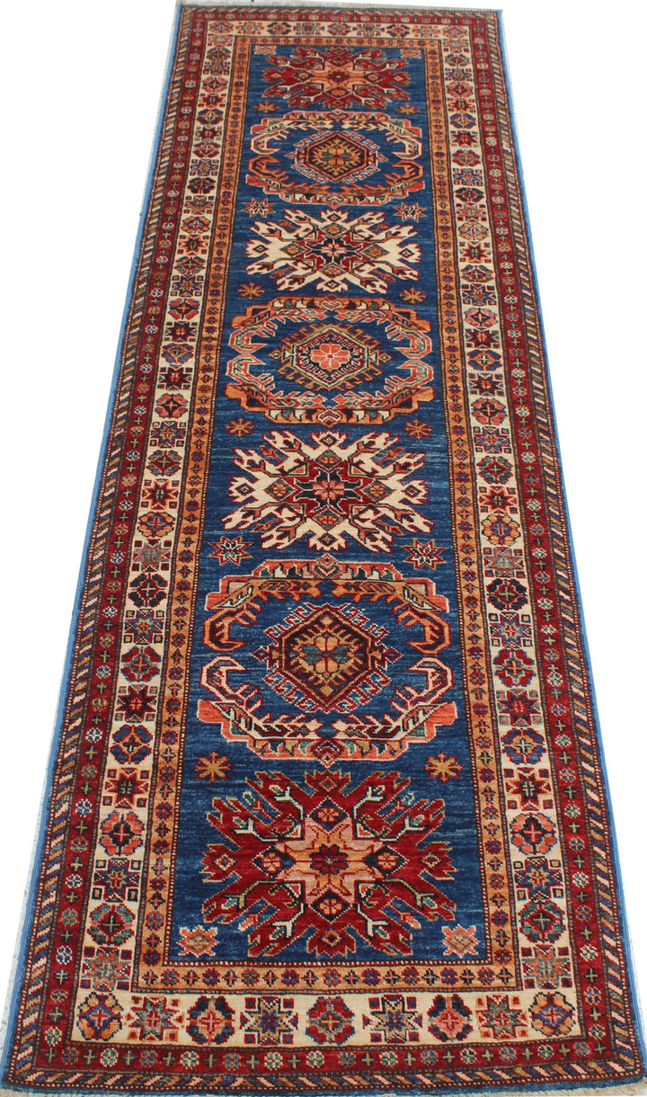 Navy Blue 3X8 ft Hand Knotted Kazak Runner-San Francisco Rugs--San Francisco Rugs