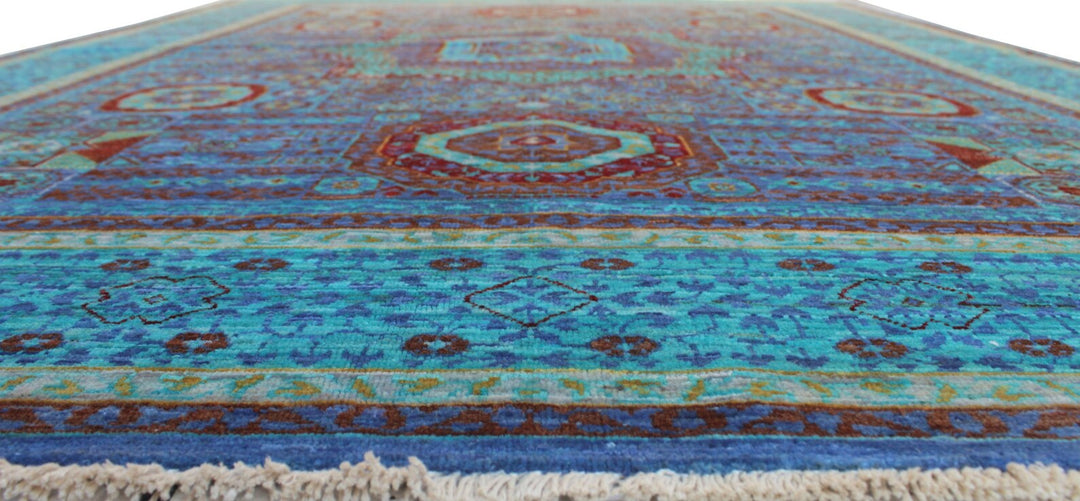 5X7 ft Turquoise Blue Mamluk Medallion Rug-San Francisco Rugs--San Francisco Rugs