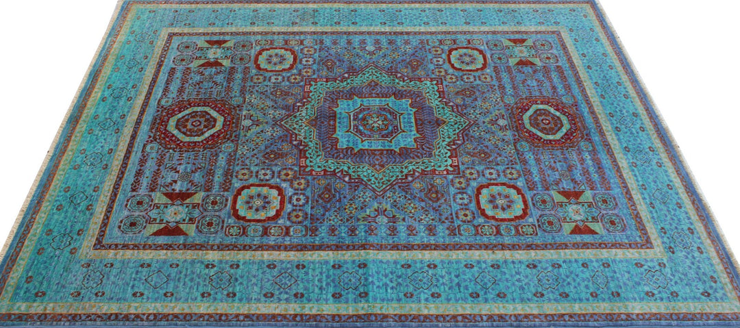 5X7 ft Turquoise Blue Mamluk Medallion Rug-San Francisco Rugs--San Francisco Rugs