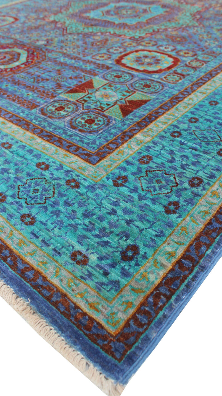 5X7 ft Turquoise Blue Mamluk Medallion Rug-San Francisco Rugs--San Francisco Rugs