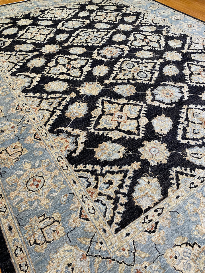 9X12 CHARCOAL BLACK HAND KNOTTED TRADITIONAL RUG-San Francisco Rugs--San Francisco Rugs