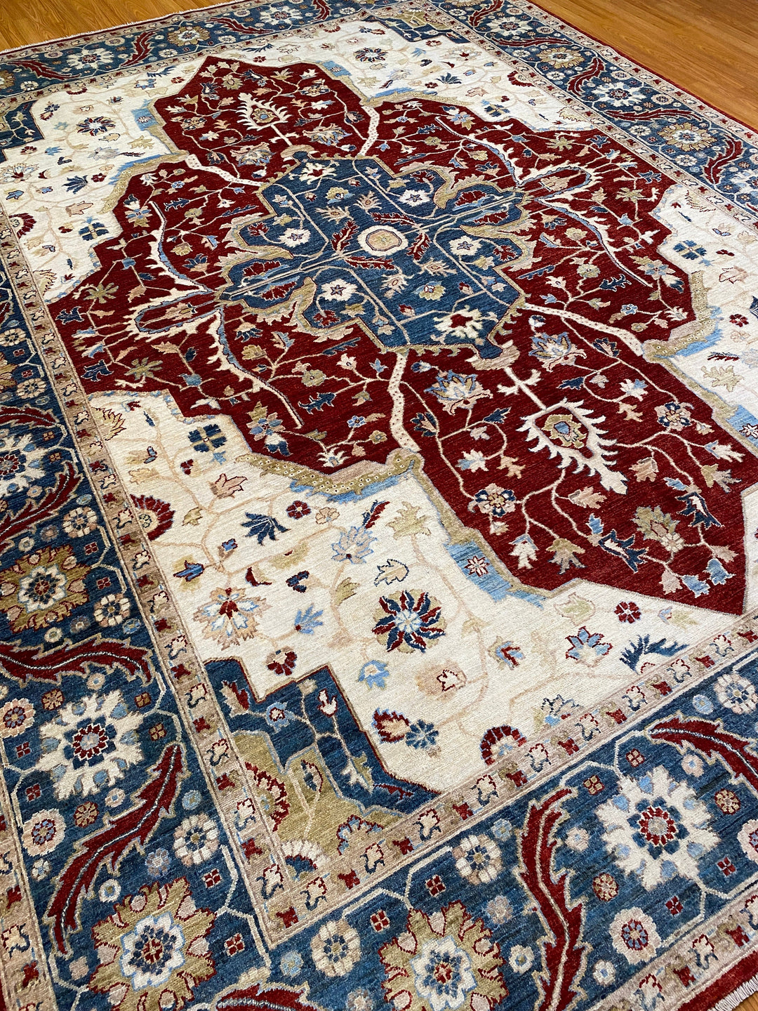 9X12 RED PERSIAN HERIZ DESIGN HAND KNOTTED RUG-San Francisco Rugs--San Francisco Rugs