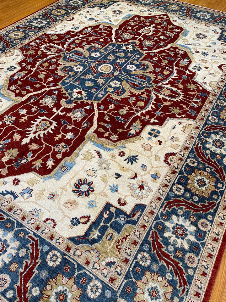 9X12 RED PERSIAN HERIZ DESIGN HAND KNOTTED RUG-San Francisco Rugs--San Francisco Rugs