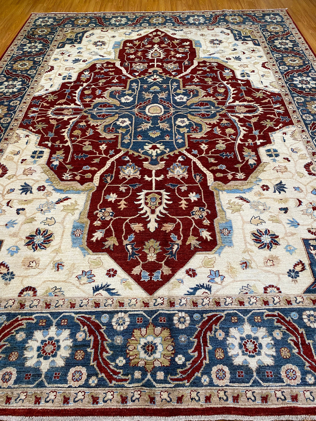 9X12 RED PERSIAN HERIZ DESIGN HAND KNOTTED RUG-San Francisco Rugs--San Francisco Rugs