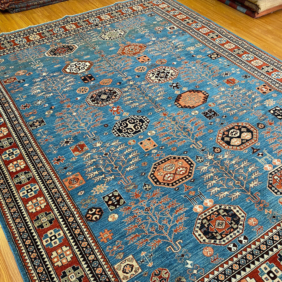 9X11 BLUE TRIBAL MAHAL DESIGN HAND KNOTTED RUG-San Francisco Rugs--San Francisco Rugs