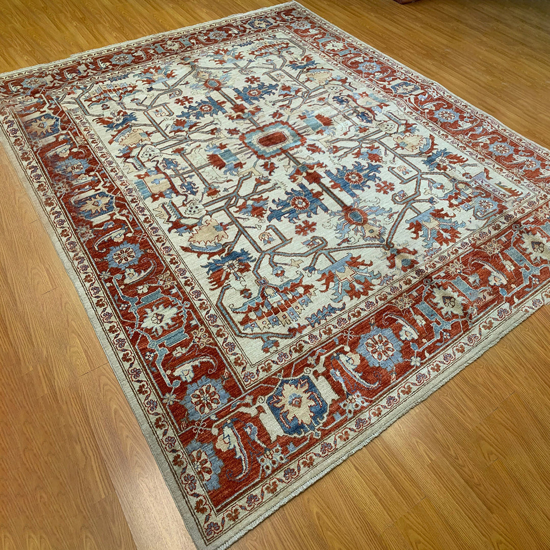 8X10 BEIGE MAHAL DESIGN HAND KNOTTED AFGHAN RUG-San Francisco Rugs--San Francisco Rugs