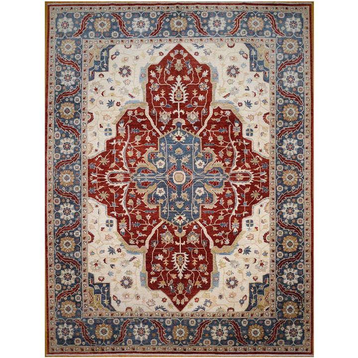 9X12 RED PERSIAN HERIZ DESIGN HAND KNOTTED RUG-San Francisco Rugs--San Francisco Rugs