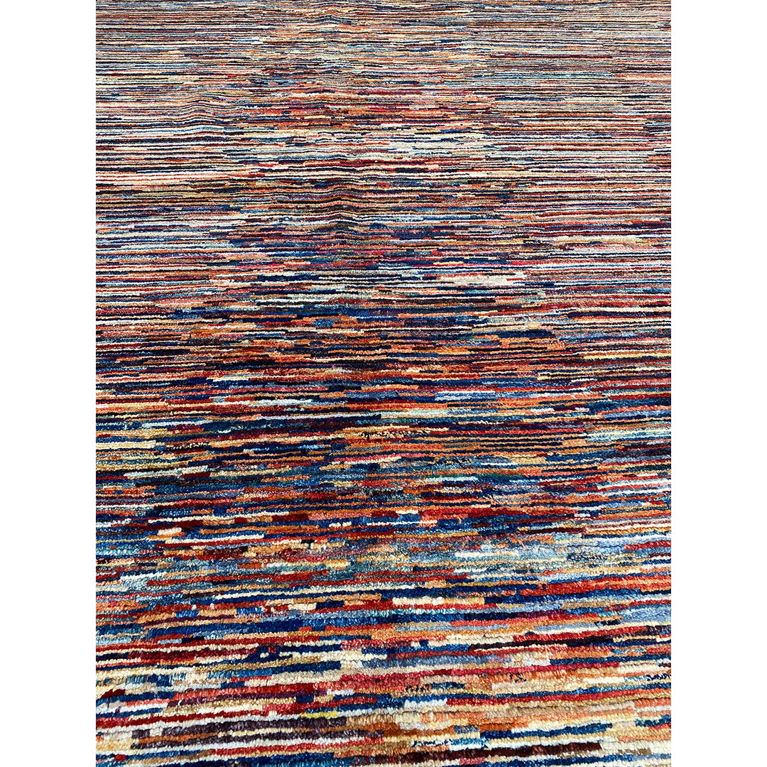 9X12 RED MULTICOLOR MODERN HAND KNOTTED RUG-San Francisco Rugs--San Francisco Rugs