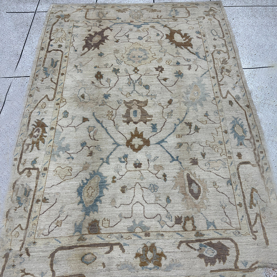 Brown 6x9 Ft Hand Knotted Turkish Oushak Rug - Exquisite Afghan Rug - Soft Wool Rug - Living Room Rug - Bedroom Rug - Kids Room, Office Rug-San Francisco Rugs--San Francisco Rugs