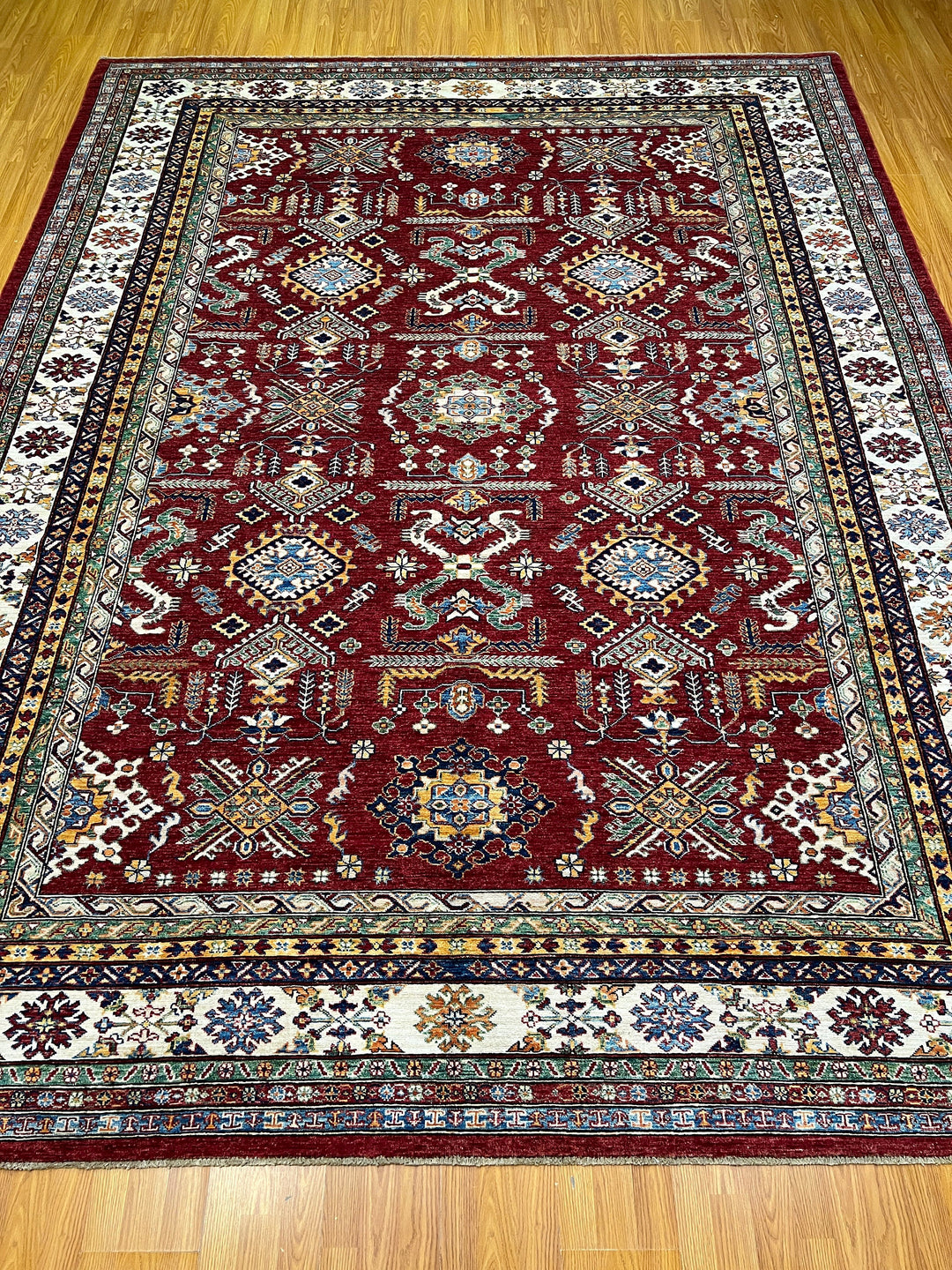 9X12 RED KAZAK AFGHAN HAND KNOTTED AREA RUG-San Francisco Rugs--San Francisco Rugs