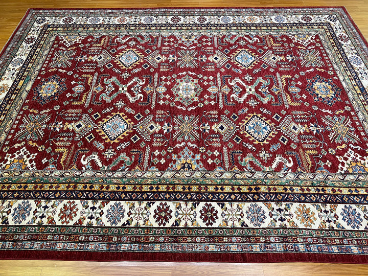 9X12 RED KAZAK AFGHAN HAND KNOTTED AREA RUG-San Francisco Rugs--San Francisco Rugs