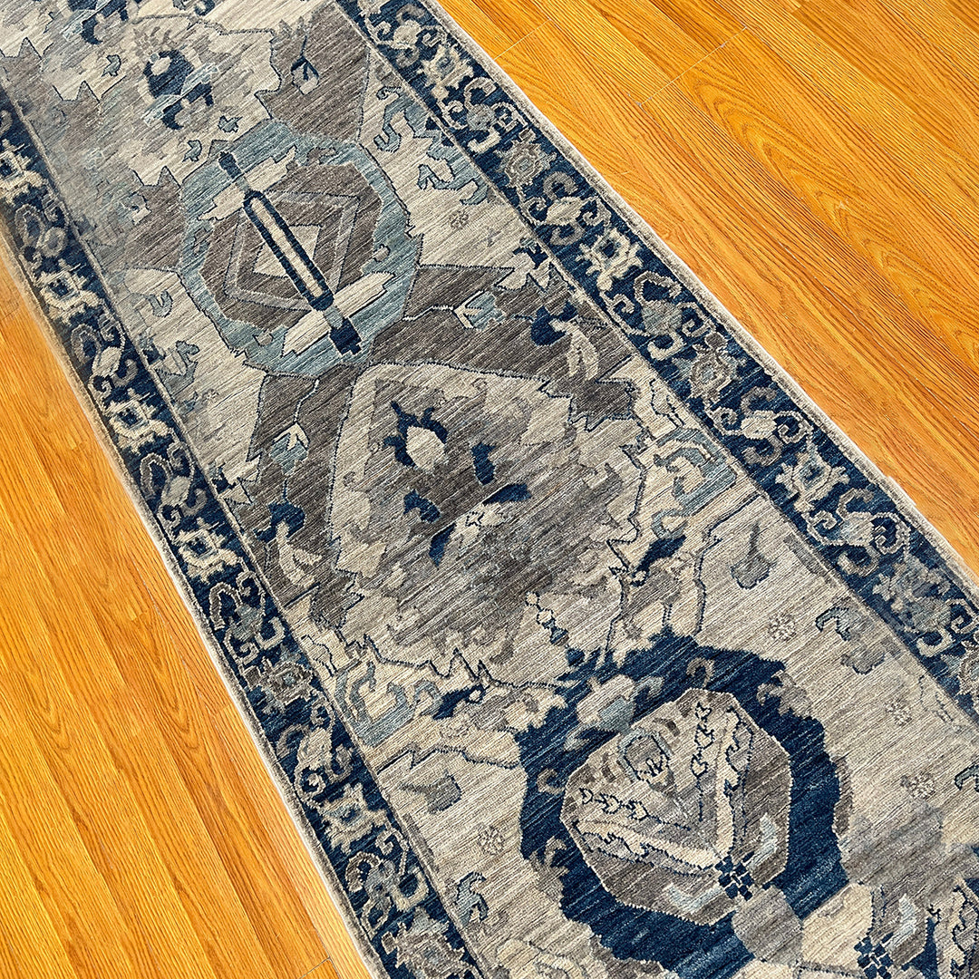 3x8 Ft Hand Knotted Runner Rug - Exquisite Runner Rug - Blue Afghan Rug - Hallway Runner Rug - Entryway Rug - Kitchen Rug - Home Decor Rugs-San Francisco Rugs--San Francisco Rugs