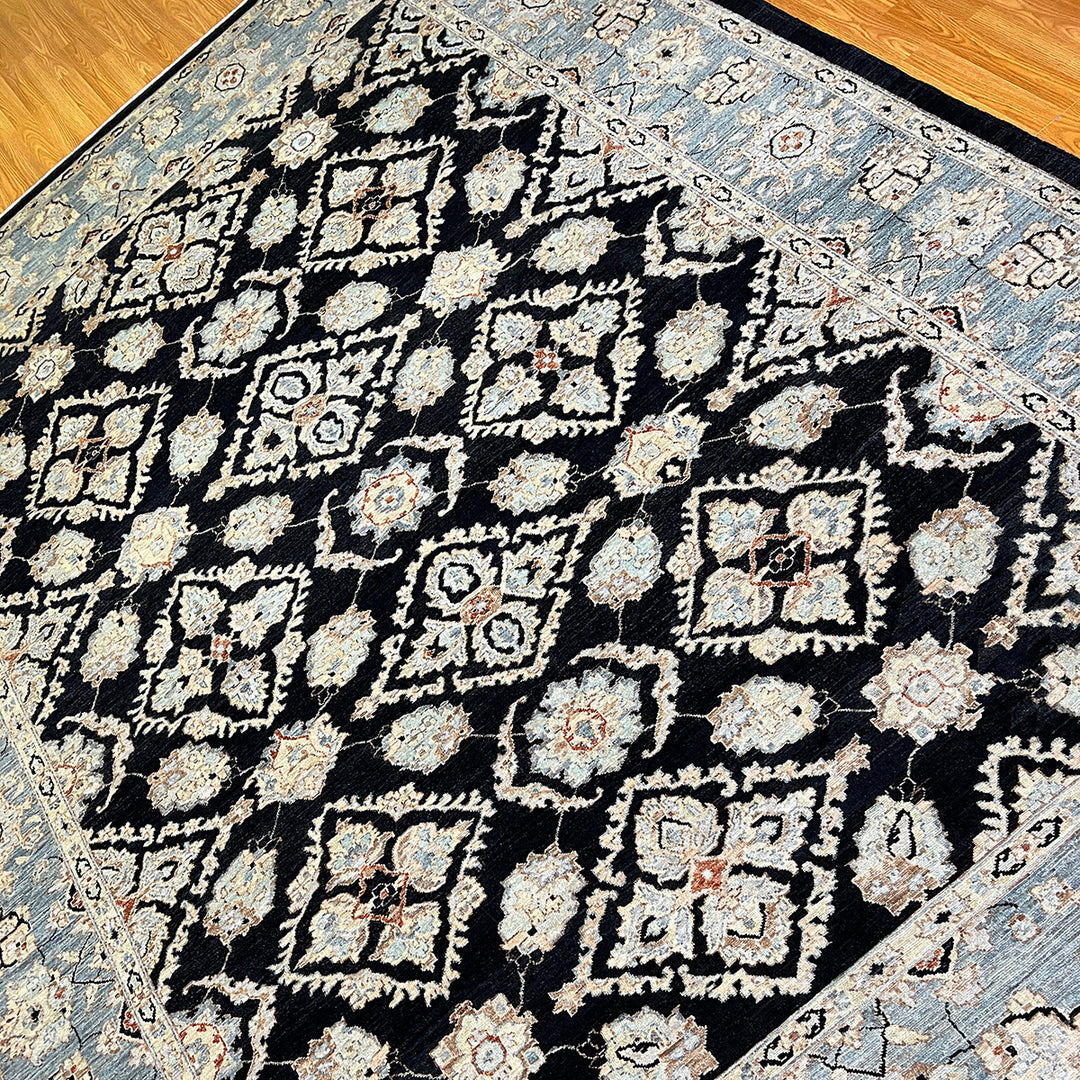 9X12 CHARCOAL BLACK HAND KNOTTED AFGHAN TRADITIONAL RUG-San Francisco Rugs--San Francisco Rugs