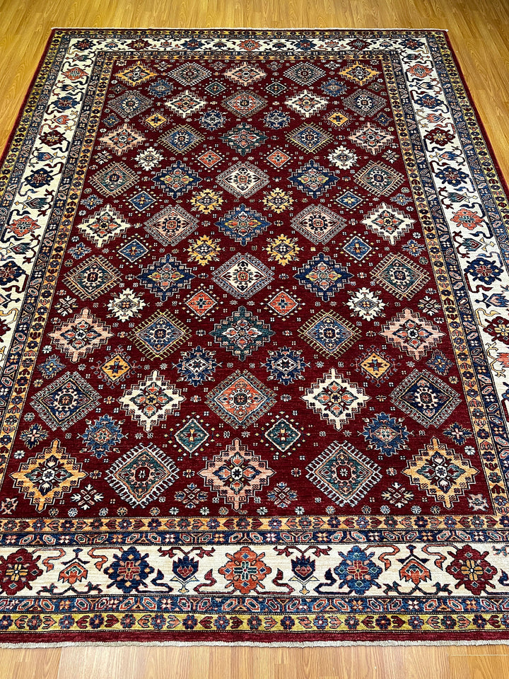 9X12 RED KAZAK HAND KNOTTED ORIENTAL RUG-San Francisco Rugs--San Francisco Rugs