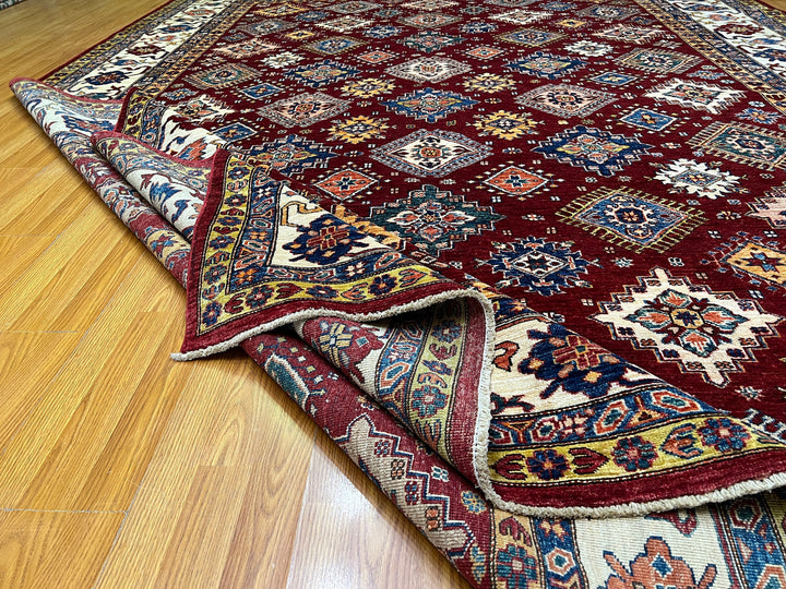 9X12 RED KAZAK HAND KNOTTED ORIENTAL RUG-San Francisco Rugs--San Francisco Rugs