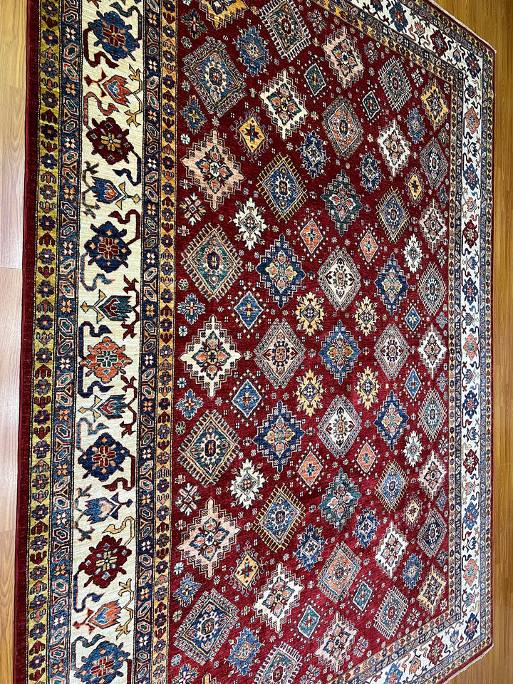 9X12 RED KAZAK HAND KNOTTED ORIENTAL RUG-San Francisco Rugs--San Francisco Rugs