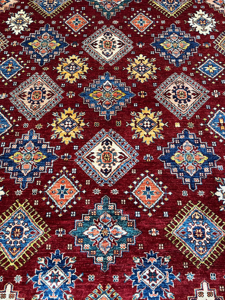 9X12 RED KAZAK HAND KNOTTED ORIENTAL RUG-San Francisco Rugs--San Francisco Rugs