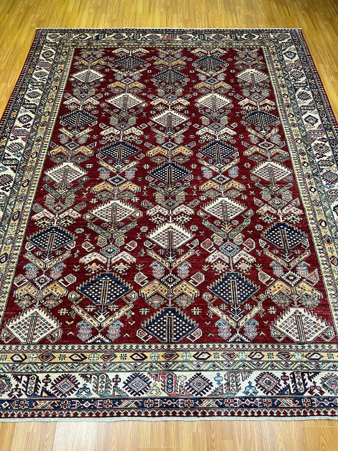 9X12 RED KAZAK HAND KNOTTED TRIBAL AREA RUG-San Francisco Rugs--San Francisco Rugs