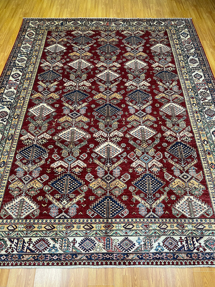 9X12 RED KAZAK HAND KNOTTED TRIBAL AREA RUG-San Francisco Rugs--San Francisco Rugs