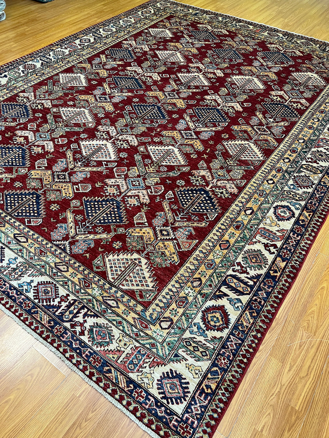 9X12 RED KAZAK HAND KNOTTED TRIBAL AREA RUG-San Francisco Rugs--San Francisco Rugs