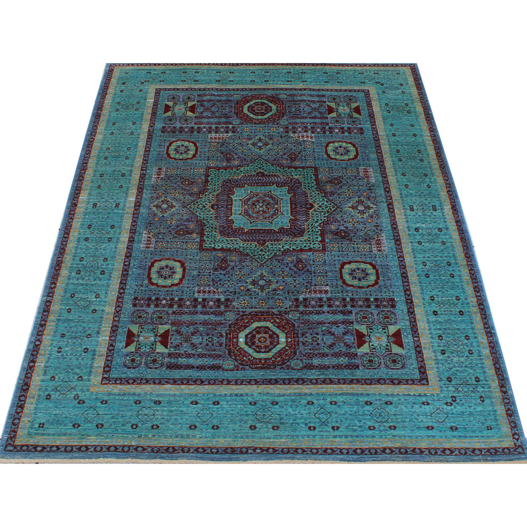 Turquoise 6x8 Ft Hand Knotted Mamluk Rug - Medallion Design Rug - Ottoman Mamluk Rug - High Quality Rug - Living Room Rug - Dining Room Rugs-San Francisco Rugs--San Francisco Rugs