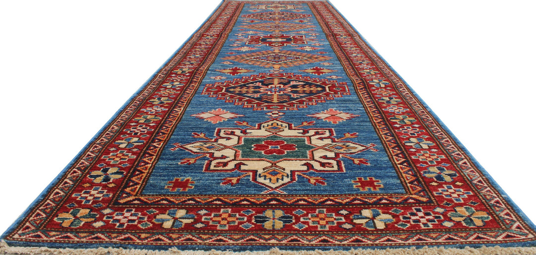 Blue 2'8x9'11 Ft Hand Knotted Wool Runner Rug - Tribal Runner Rug - Beautiful Runner For Hallway - 10 Ft Entryway Runner Rug - Home Decors-San Francisco Rugs--San Francisco Rugs