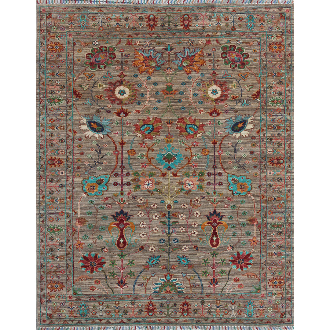 Natural Gray 5'1x6'3 Ft Hand Knotted Rug - Transitional Design Rug - Floral Pattern Rug - Soft Wool Rug - Area Rug For Office, Bedroom-San Francisco Rugs--San Francisco Rugs