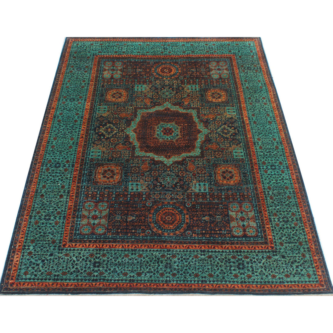 Pastel 6x8 Ft Hand Knotted Wool Rug - Blue Turquoise Rug - Mamluk, Medallion Rugs - Dining Room Rug - Living Room Rug - Area Rug For Office-San Francisco Rugs--San Francisco Rugs