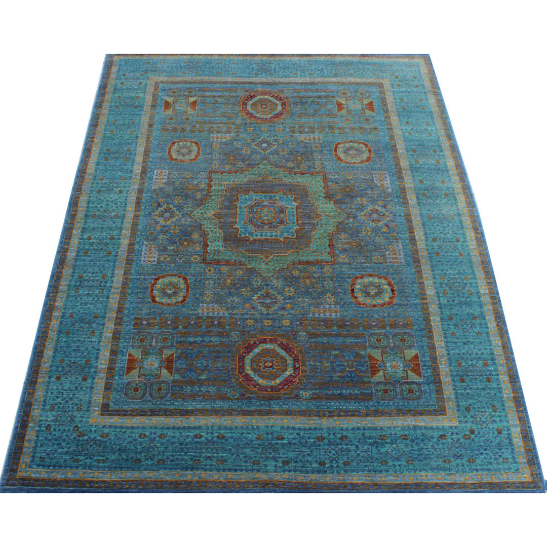 Turquoise 6x8 Ft Hand Knotted Mamluk Rug - High Quality Area Rug - Medallion Rug - Oriental Rug For Living Room, Dining Room, Bedroom-San Francisco Rugs--San Francisco Rugs